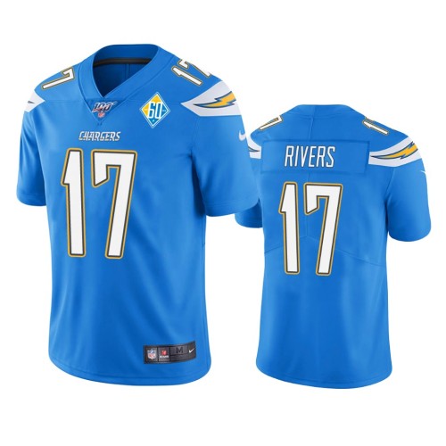 Los Angeles Los Angeles Chargers #17 Philip Rivers Light Blue 60th Anniversary Vapor Limited NFL Jersey Men's