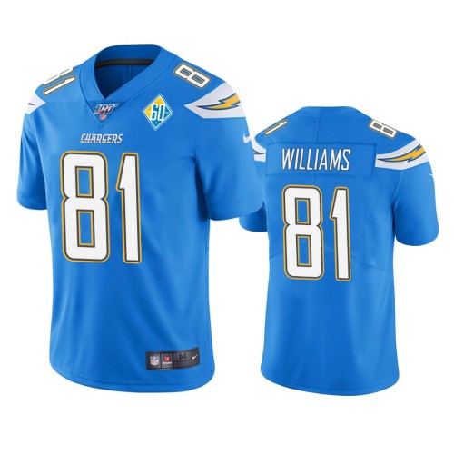 Los Angeles Los Angeles Chargers #81 Mike Williams Light Blue 60th Anniversary Vapor Limited NFL Jersey Men's