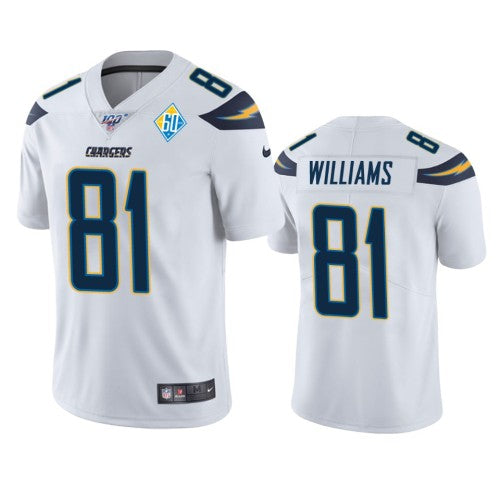 Los Angeles Los Angeles Chargers #81 Mike Williams White 60th Anniversary Vapor Limited NFL Jersey Men's