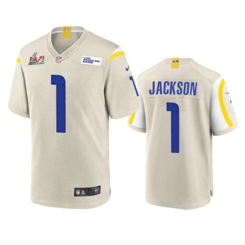 Los Angeles Los Angeles Rams #1 Desean Jackson Men's Super Bowl LVI Patch Nike Game NFL Jersey - Bone Men's