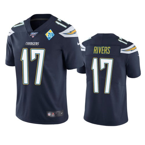 Los Angeles Los Angeles Chargers #17 Philip Rivers Navy 60th Anniversary Vapor Limited NFL Jersey Men's