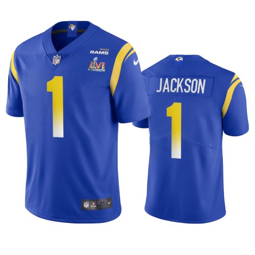 Los Angeles Los Angeles Rams #1 Desean Jackson Men's Super Bowl LVI Patch Nike Vapor Limited NFL Jersey - Royal Men's