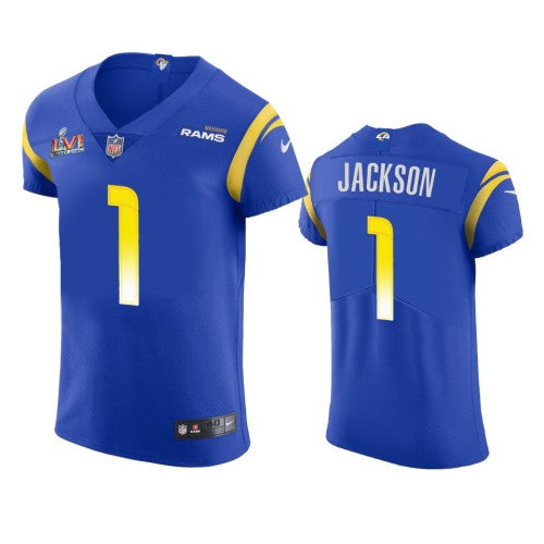 Los Angeles Los Angeles Rams #1 Desean Jackson Men's Super Bowl LVI Patch Nike Vapor Elite Player NFL Jersey - Royal Men's