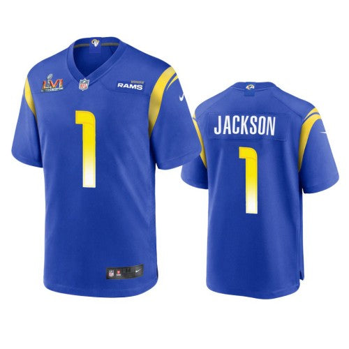 Los Angeles Los Angeles Rams #1 Desean Jackson Men's Super Bowl LVI Patch Nike Game NFL Jersey - Royal Men's